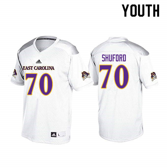 Youth #70 Jason Shuford ECU Pirates College Football Jerseys Sale-White - Click Image to Close